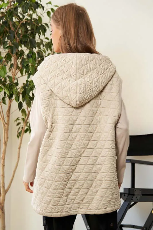 Beige Brown Zipper Front Hoodie Jacket