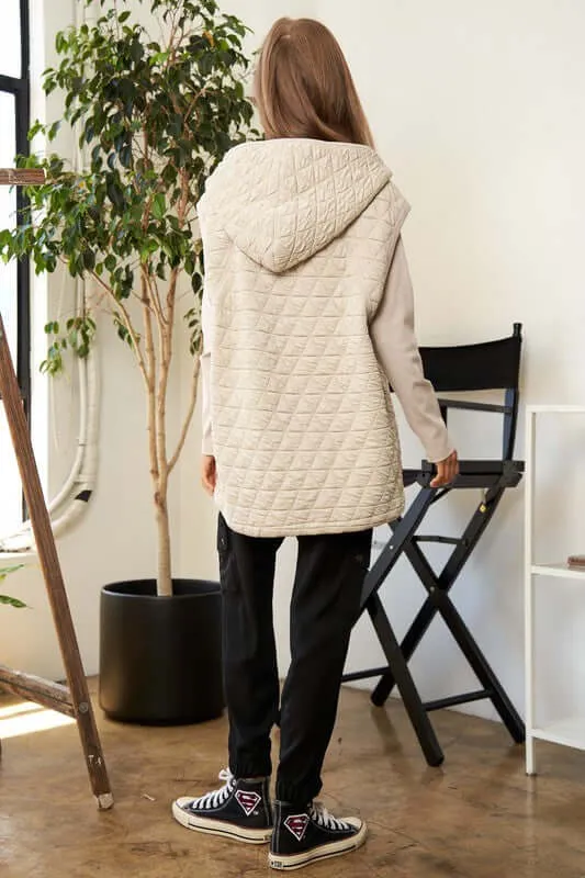 Beige Brown Zipper Front Hoodie Jacket