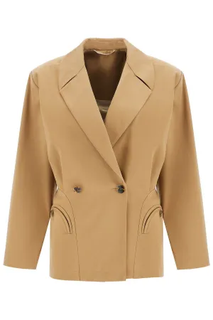 beige double-breasted cotton blazer BZVDB01 END BEIGE