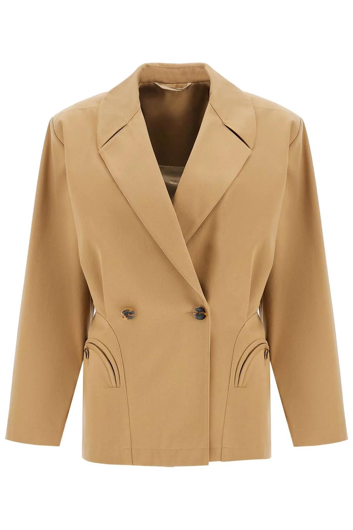 beige double-breasted cotton blazer BZVDB01 END BEIGE