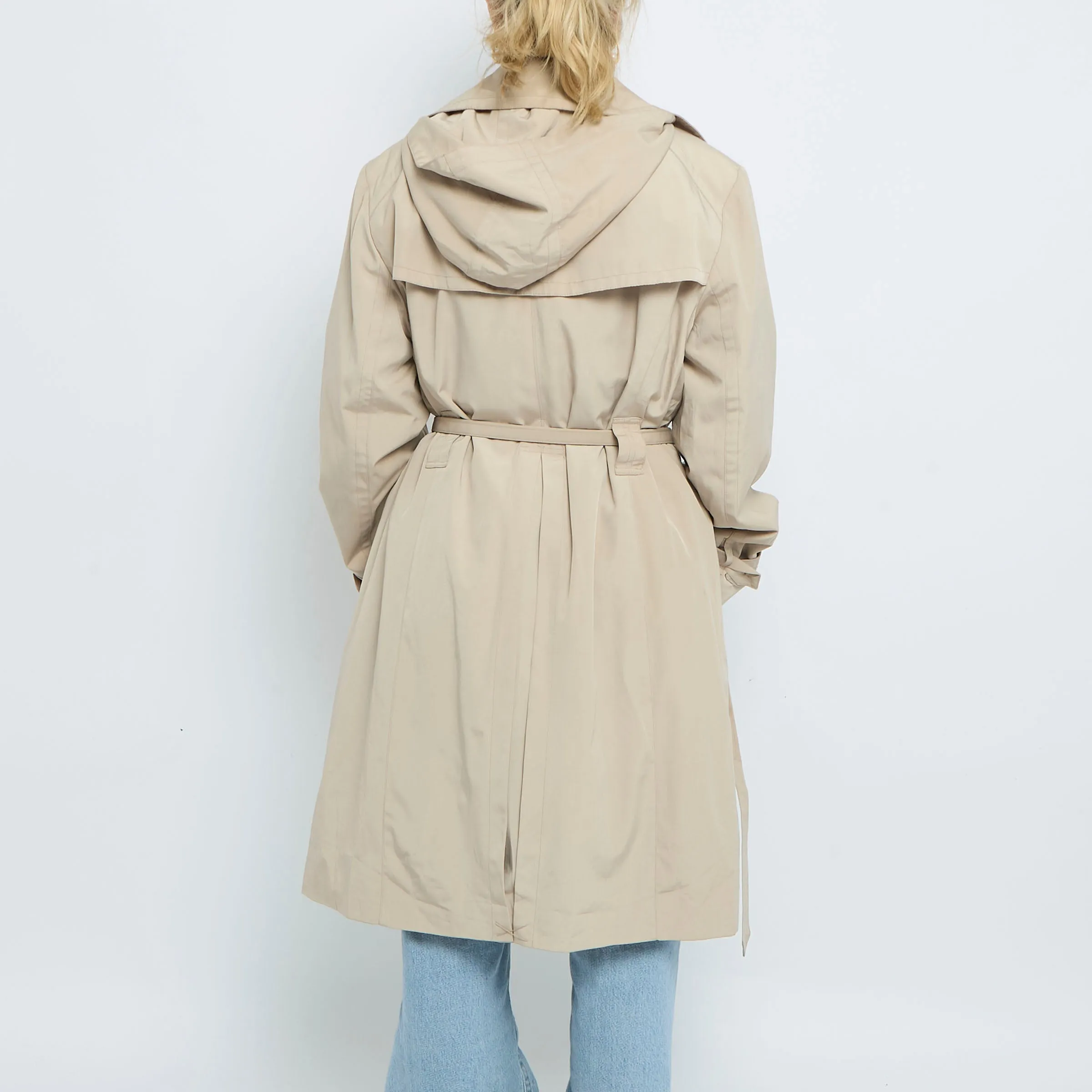 Beige Hooded Belted Trench Coat - UK 14