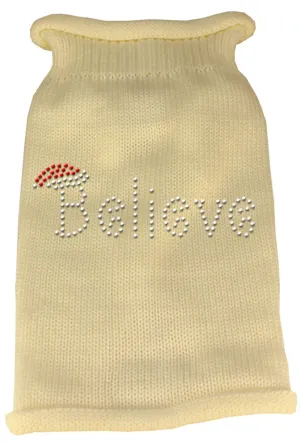 Believe Rhinestone Knit Pet Sweater XXL Cream
