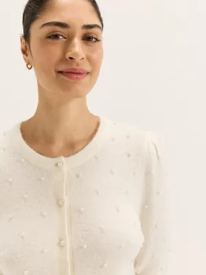 Bella Pearl Cardigan WrinkleResistant Knit Minimal Vibe