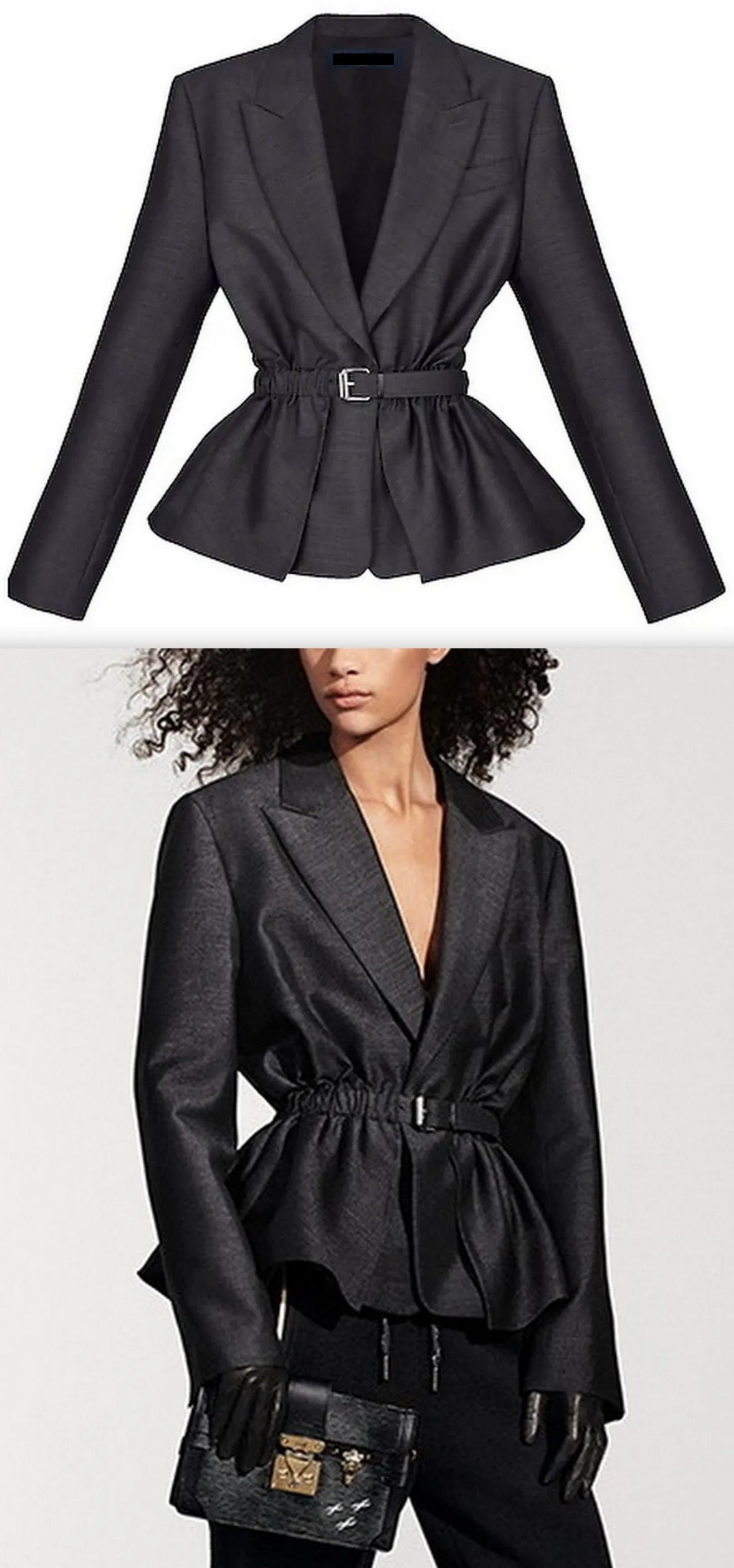 Belted Ruched-Waist Jacket