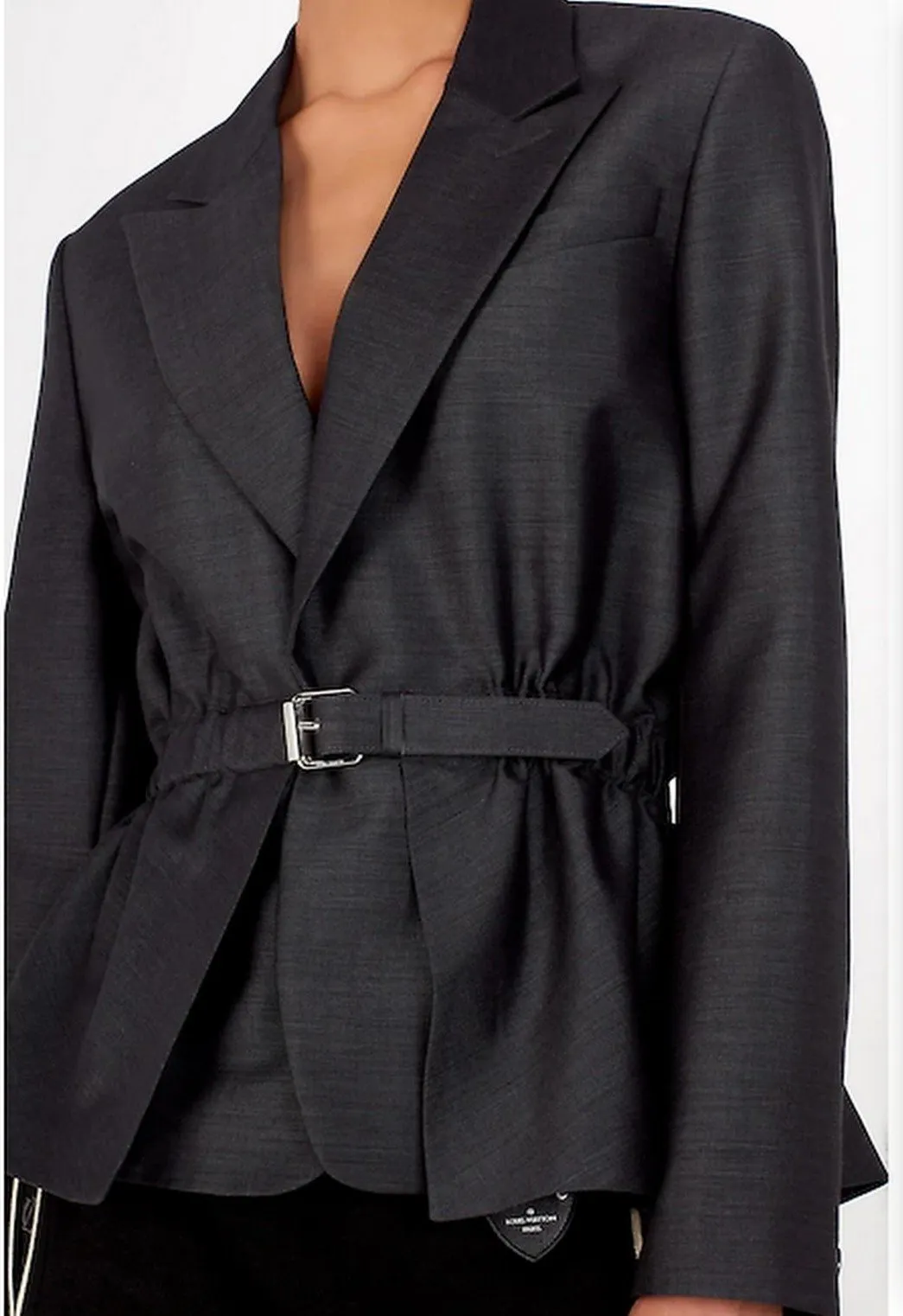 Belted Ruched-Waist Jacket