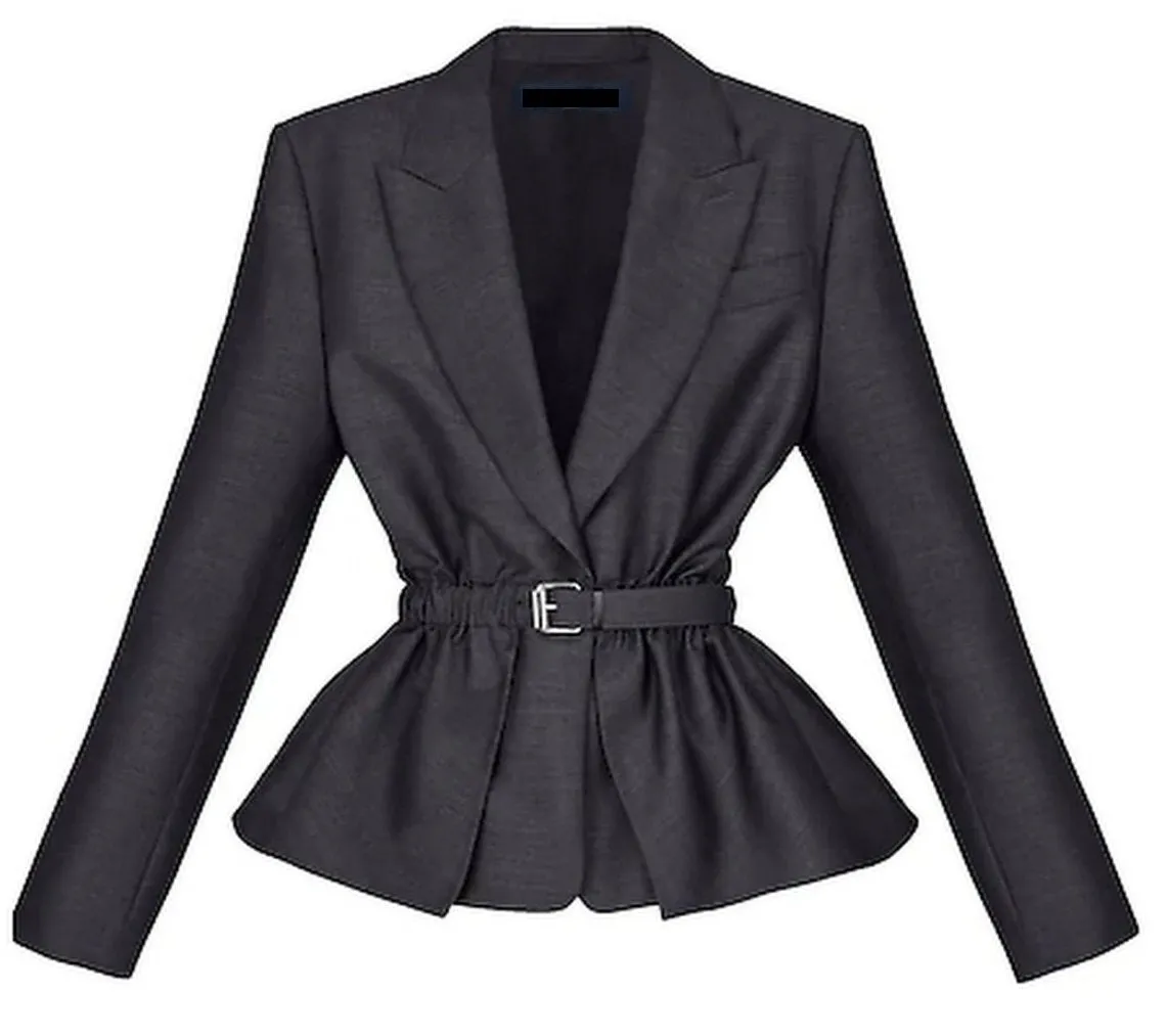 Belted Ruched-Waist Jacket