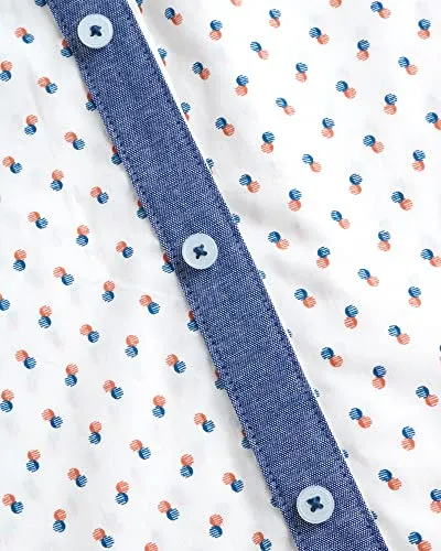 Ben Sherman Boys? Shirt ? Casual Short Sleeve Button Down Collared Shirt (Size: 4-18), Size 18, Ivory Circles