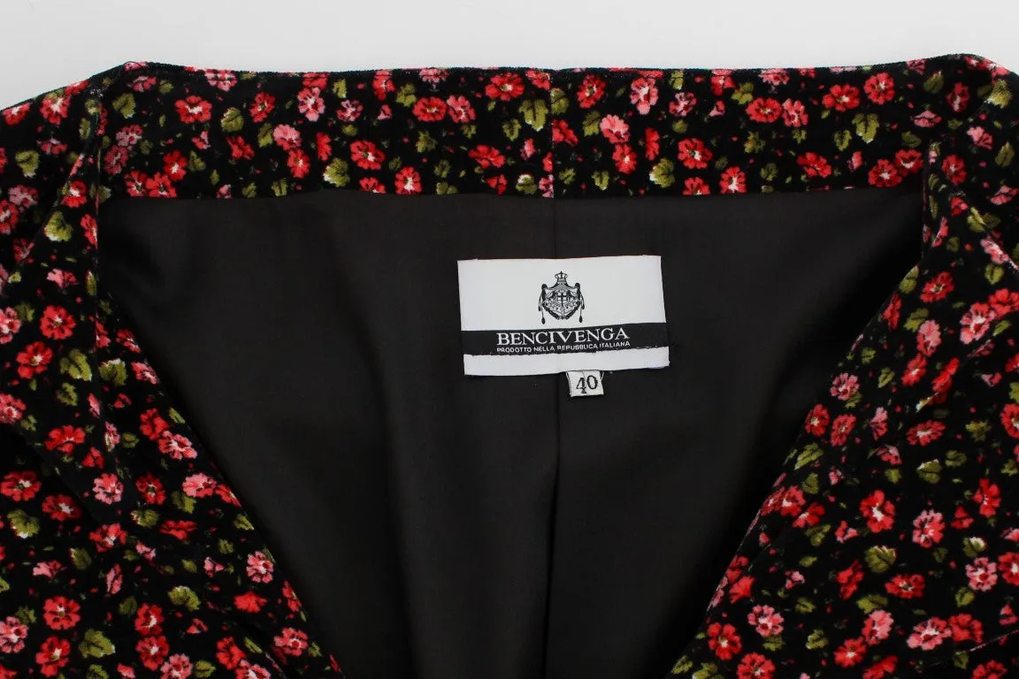 BENCIVENGA Black Multicolor Floral Suit