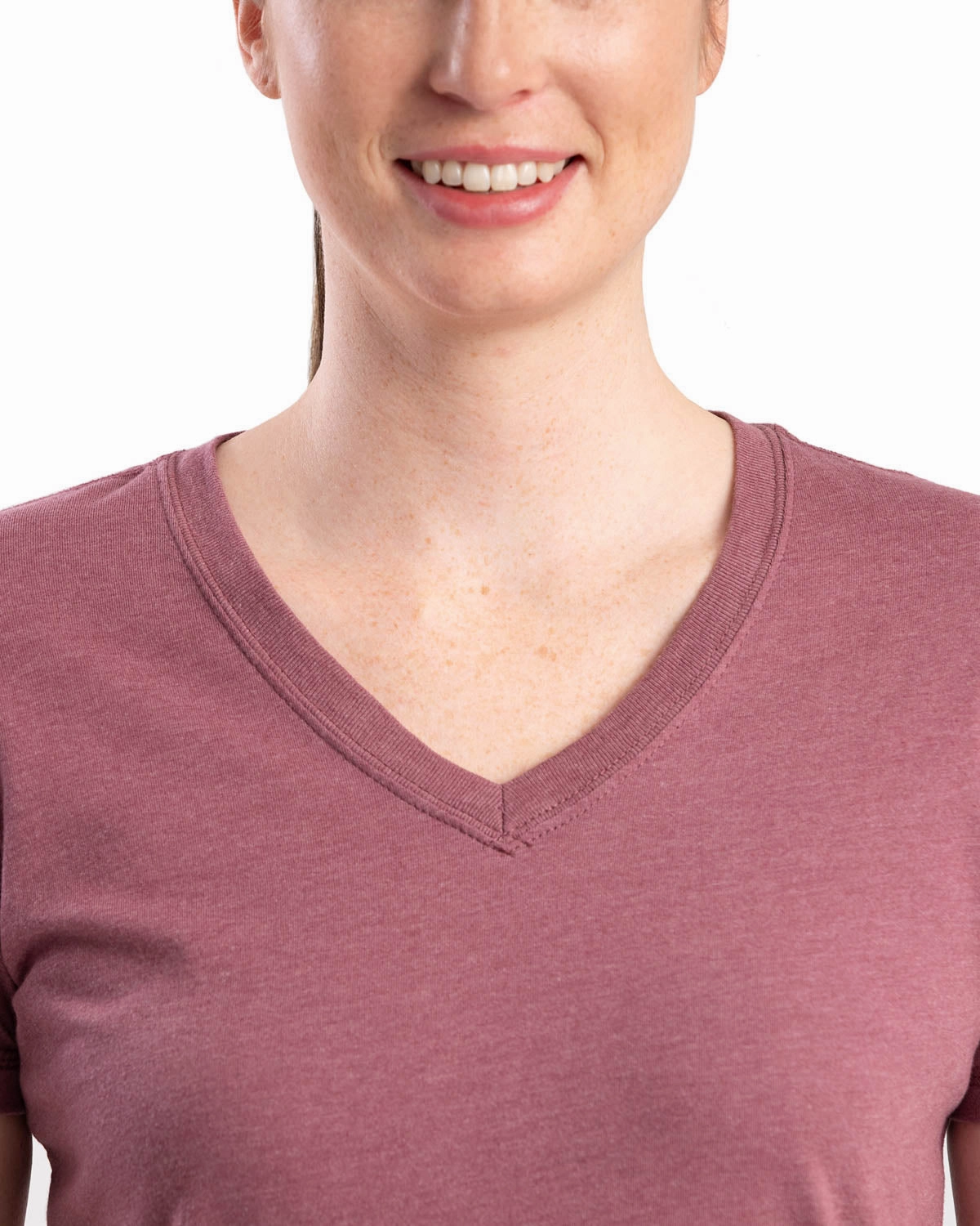 Subtle pattern Pure Cotton Berne Mauve Cotton Blend Ladies Lightweight Performance V-Neck S/S