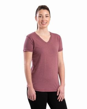 Berne Mauve Cotton Blend Ladies Lightweight Performance V-Neck S/S Eco Friendly Material Workwear Option