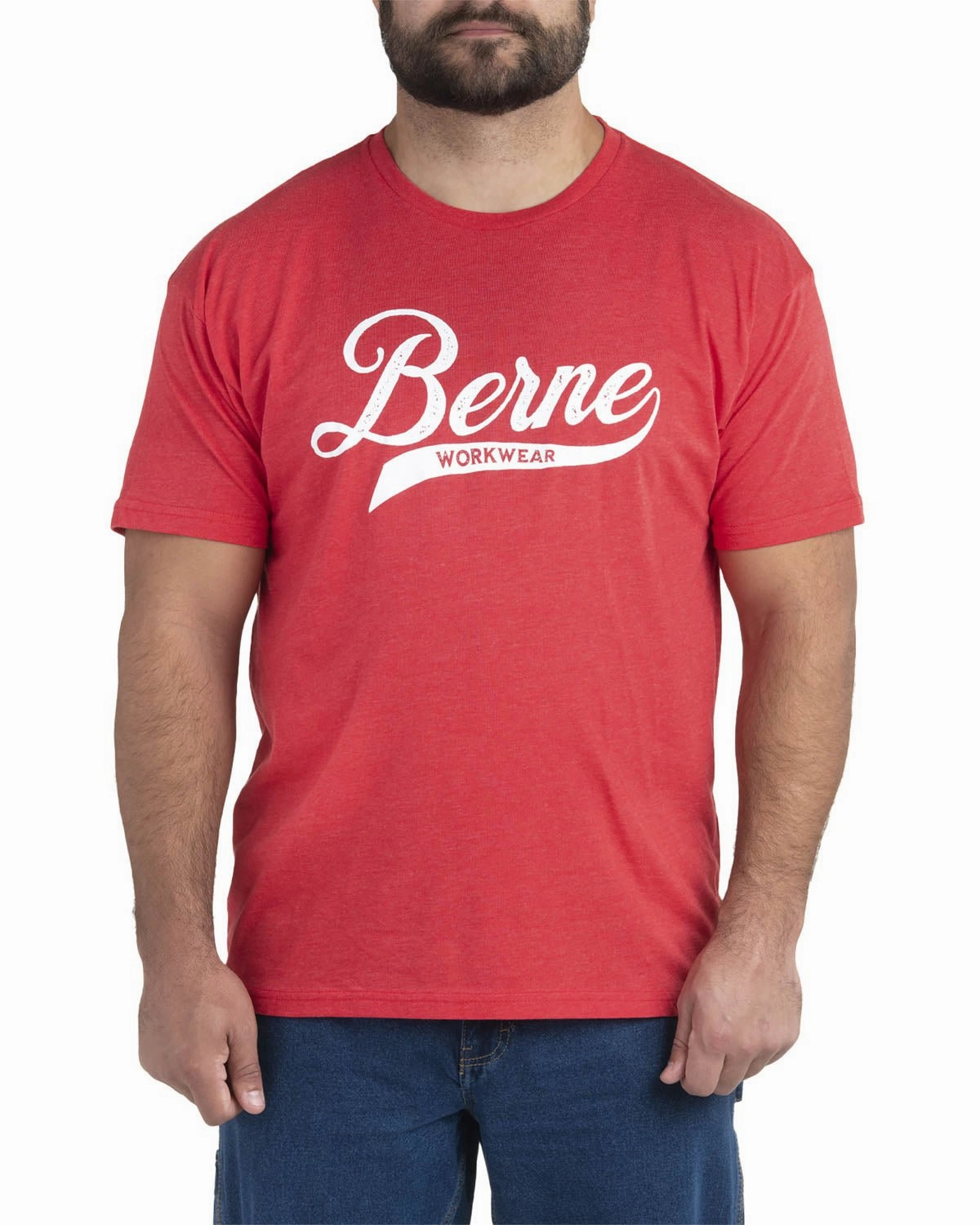 Berne Mens Deep Red Cotton Blend Script Tee S/S SkinFriendlyFibers Fashionable Look