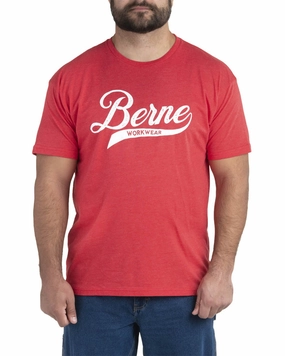 Relaxed Wear Berne Mens Deep Red Cotton Blend Script Tee S/S