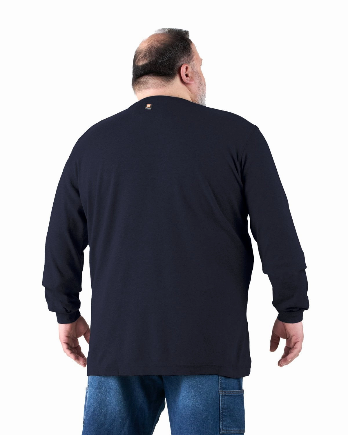 Berne Mens Flame Resistant Crew Neck Pocket Navy 100% Cotton L/S T-Shirt Quick Dry Comfort Effortless Comfort