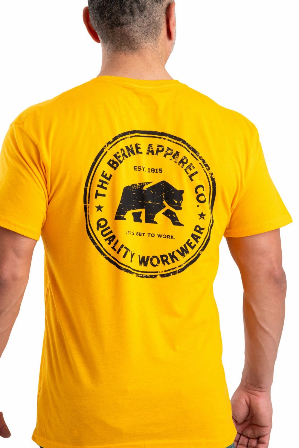 Retro Vibe Berne Mens Gold Cotton Blend Heritage Badge Tee S/S