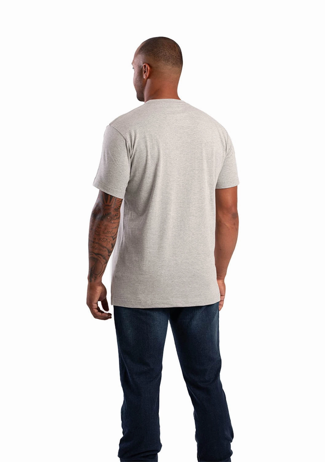Bold colors natural fiber Berne Mens Grey Cotton Blend Heavyweight Pocket Tee S/S