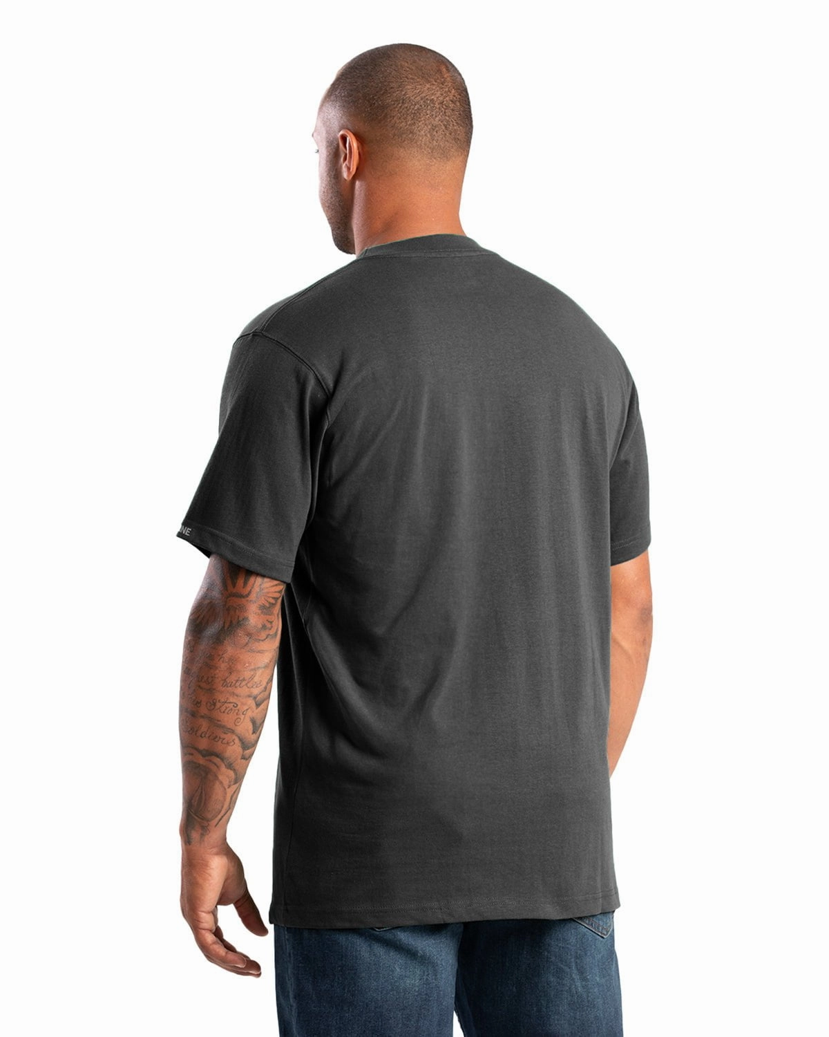 Berne Mens Highland Heavyweight Pocket Black 100% Cotton S/S T-Shirt Active Essentials