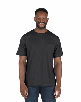 Berne Mens Performance Pocket Black Heathered Cotton Blend S/S T-Shirt Casual Everyday Weekend Fashion