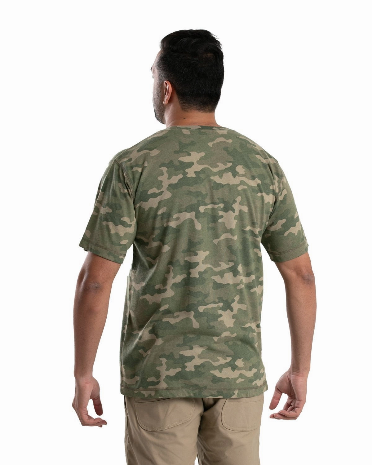 Berne Mens Performance Pocket Tee Forest Camo Cotton Blend S/S T-Shirt Retro nostalgia