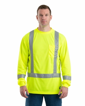 Casual Elegance Berne Mens Yellow Polyester Hi-Viz Performance L/S Tee S/S
