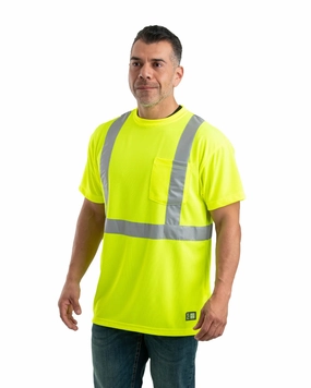 Berne Mens Yellow Polyester Hi-Viz Performance S/S Tee S/S City Exploration Quality Material