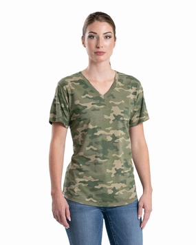 Berne Womens Performance V-Neck Forest Camo Cotton Blend S/S T-Shirt elegant design
