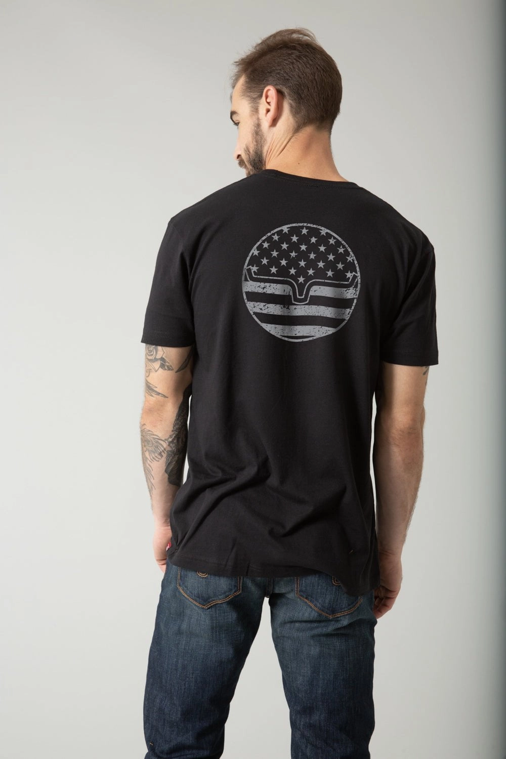 Holiday Wear Everyday Flex Kimes Ranch Mens American Bullseye Black Cotton Blend S/S T-Shirt