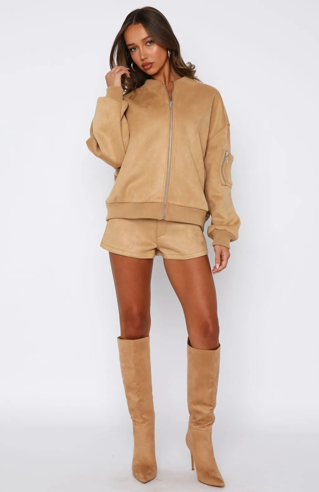 Adaptive Fit Gentle On Skin Between Us Faux Suede Shorts Honey