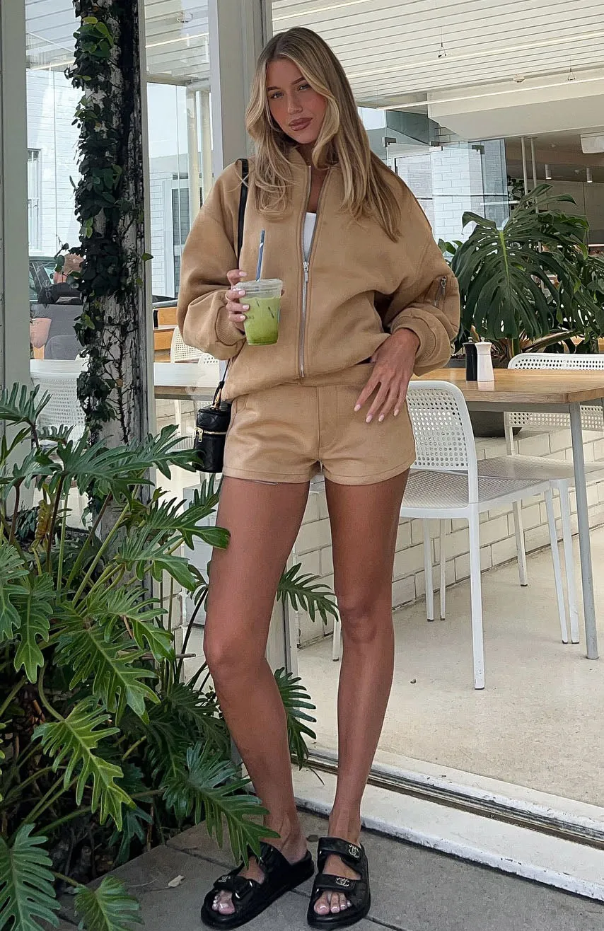 Holiday Wear sports accessory Between Us Faux Suede Shorts Honey