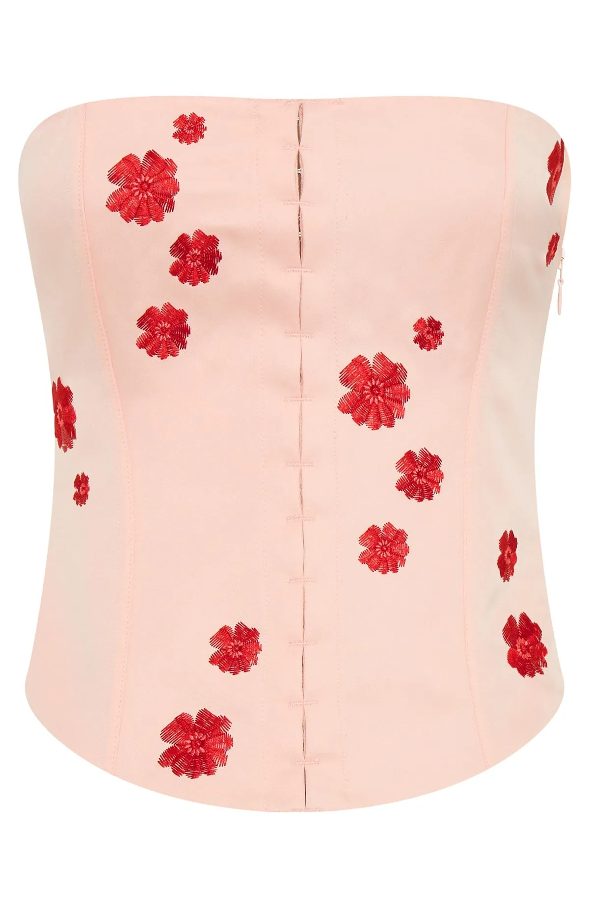 TaglessCollars Fleece Pullover Beyond Me Strapless Embroidered Bustier Pink