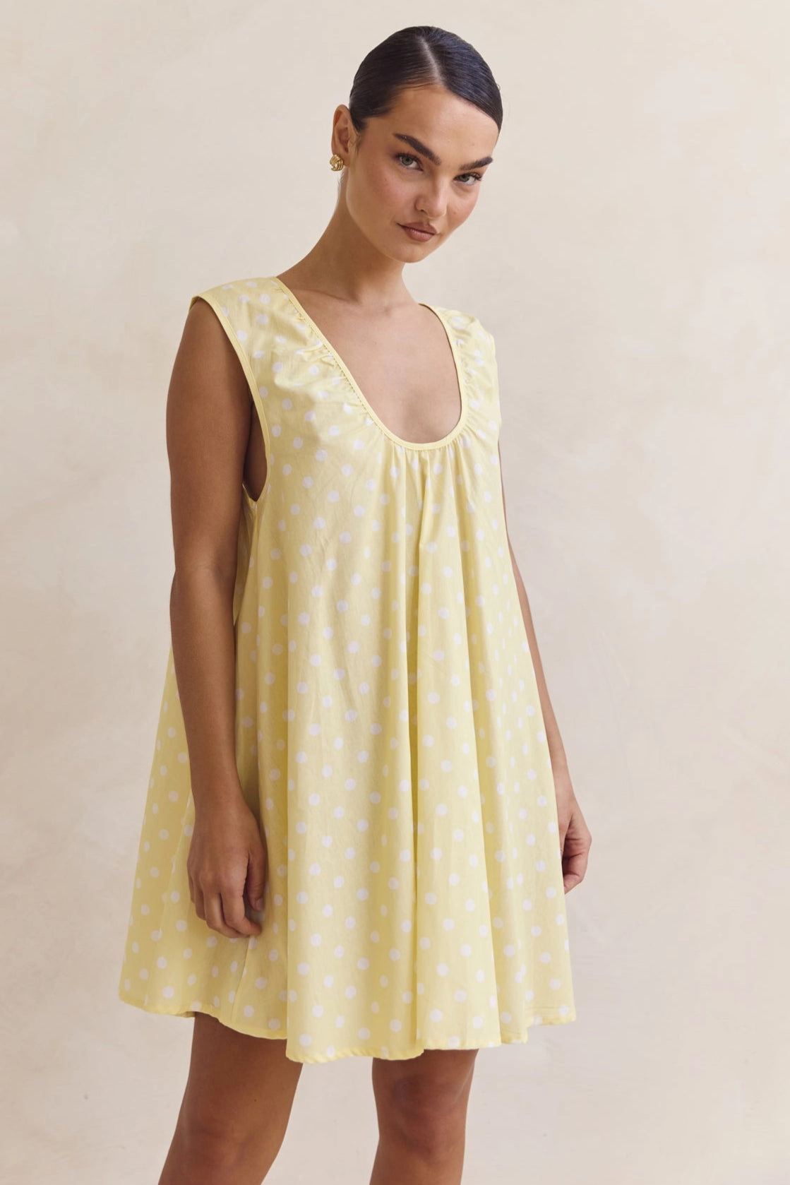 Breathable Wearable Helena Mini Dress (Lemon Polka Dot)