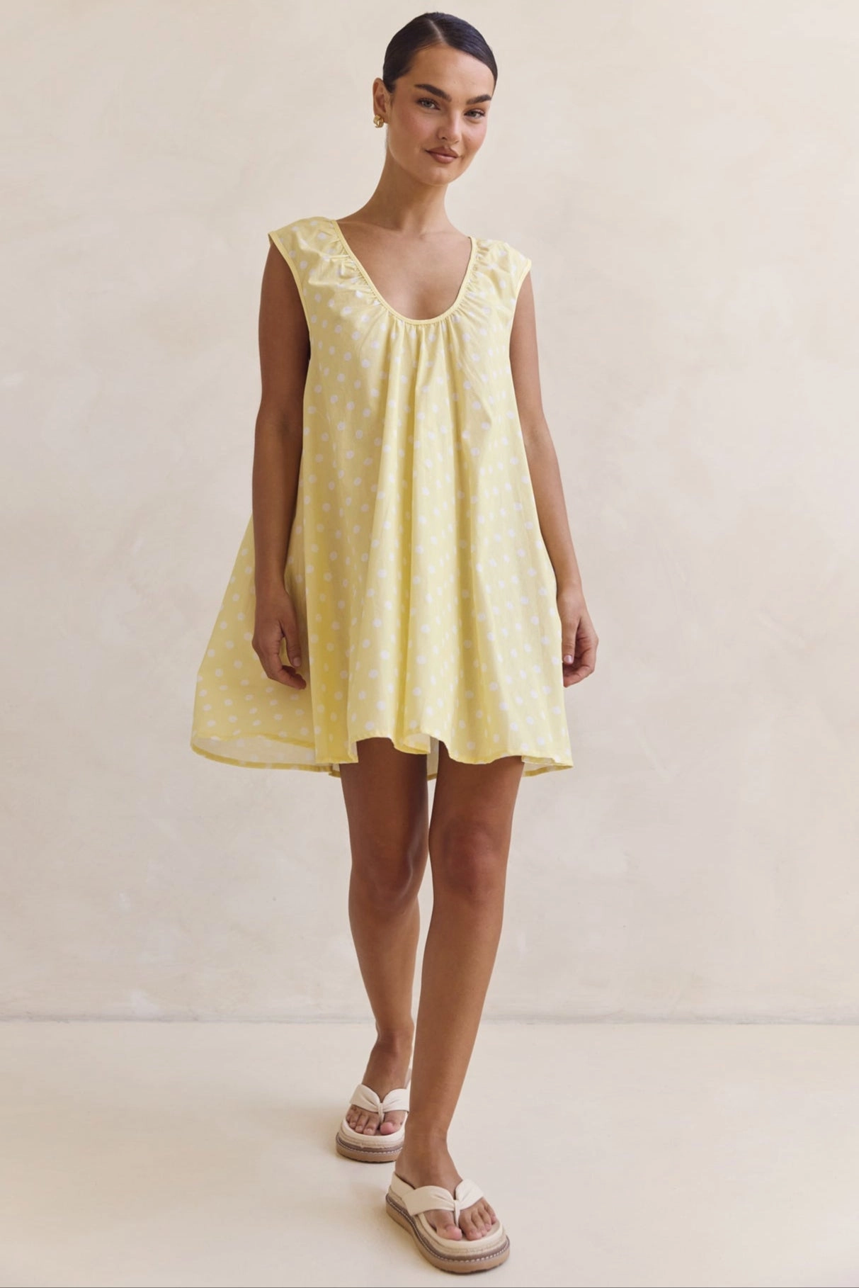Dry-Clean-Only Color Glow Helena Mini Dress (Lemon Polka Dot)