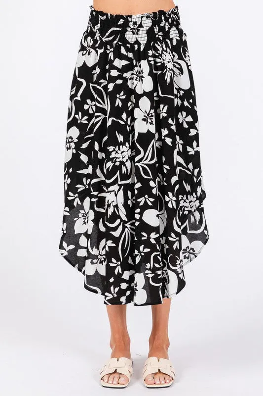 Black & White Tropical Skirt