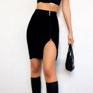 Black Double Zipper Skirt