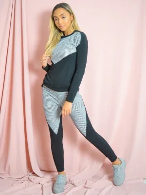 Black Gingham Design Tracksuit