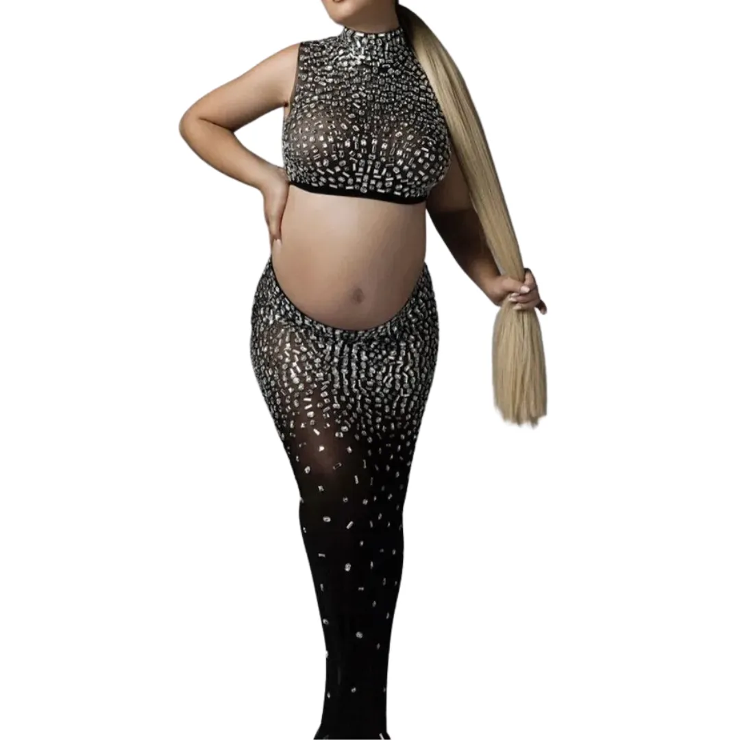 Black Goddess Crystal Dress Set