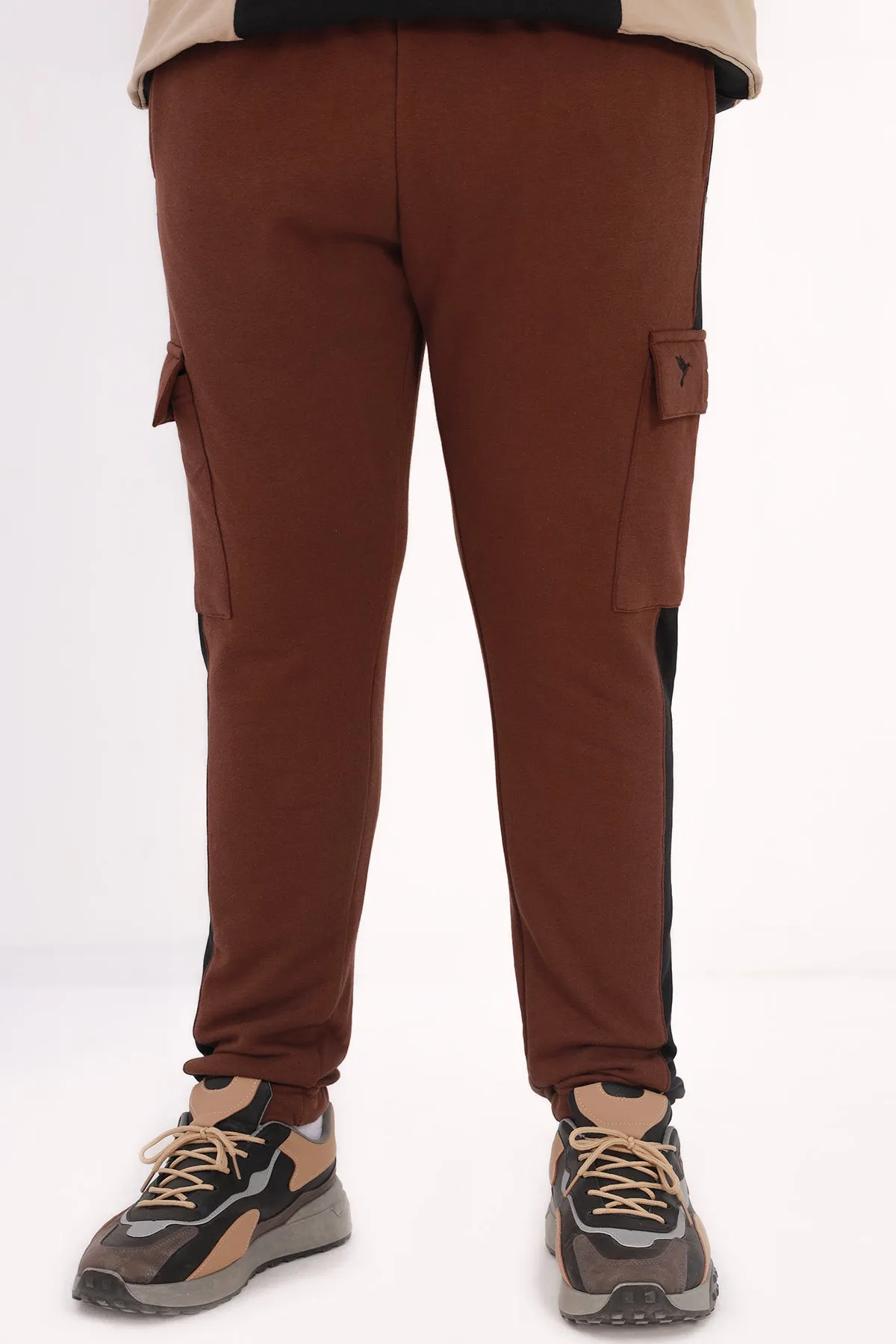 Black Panel Striped Jog Pants (Plus Size) - W22 - MTR061P