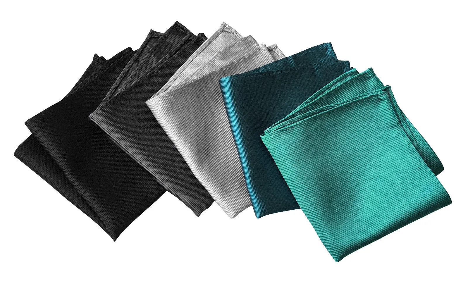 Black Pocket Square. Solid Color Fine-Stripe, No Print