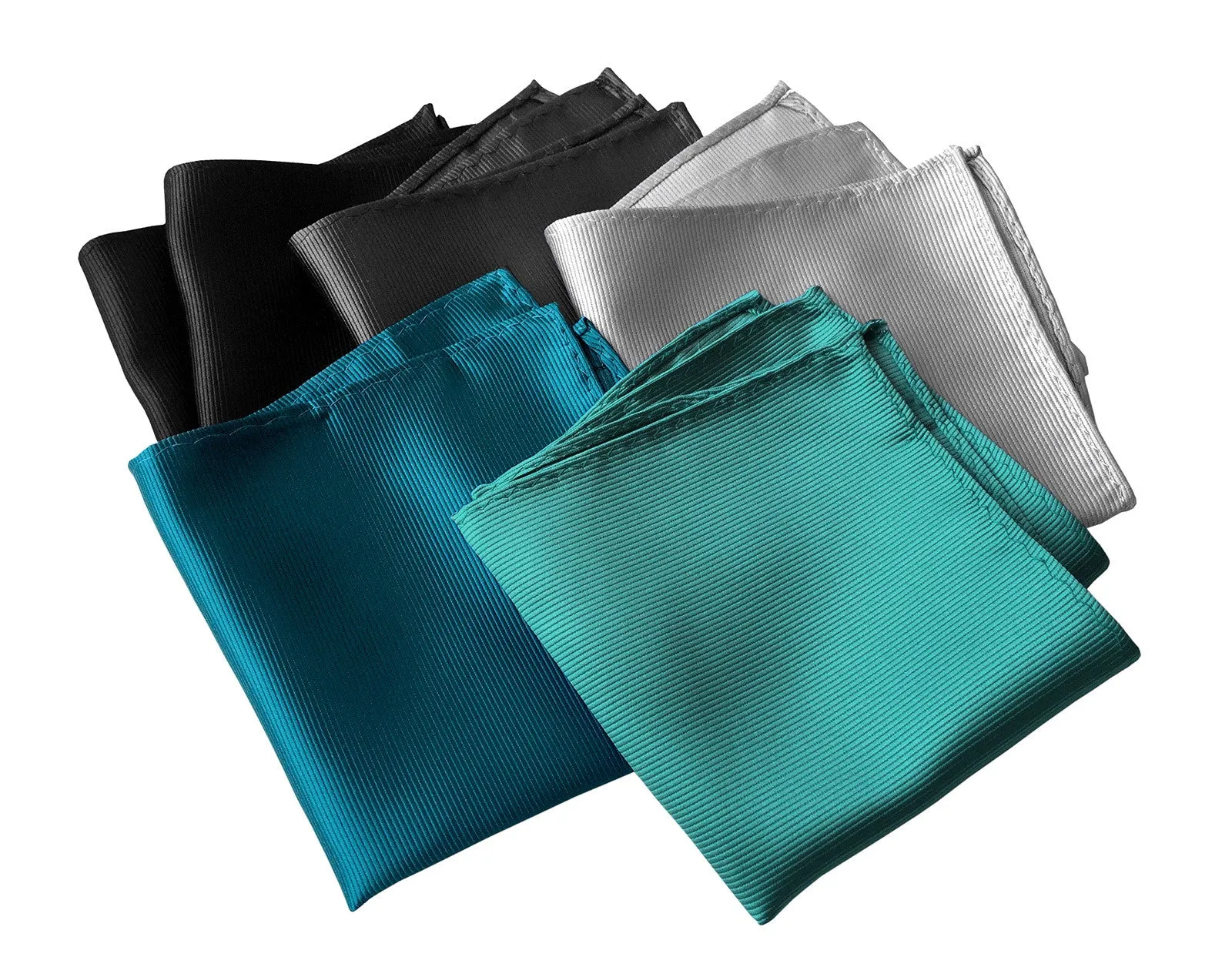 Black Pocket Square. Solid Color Fine-Stripe, No Print