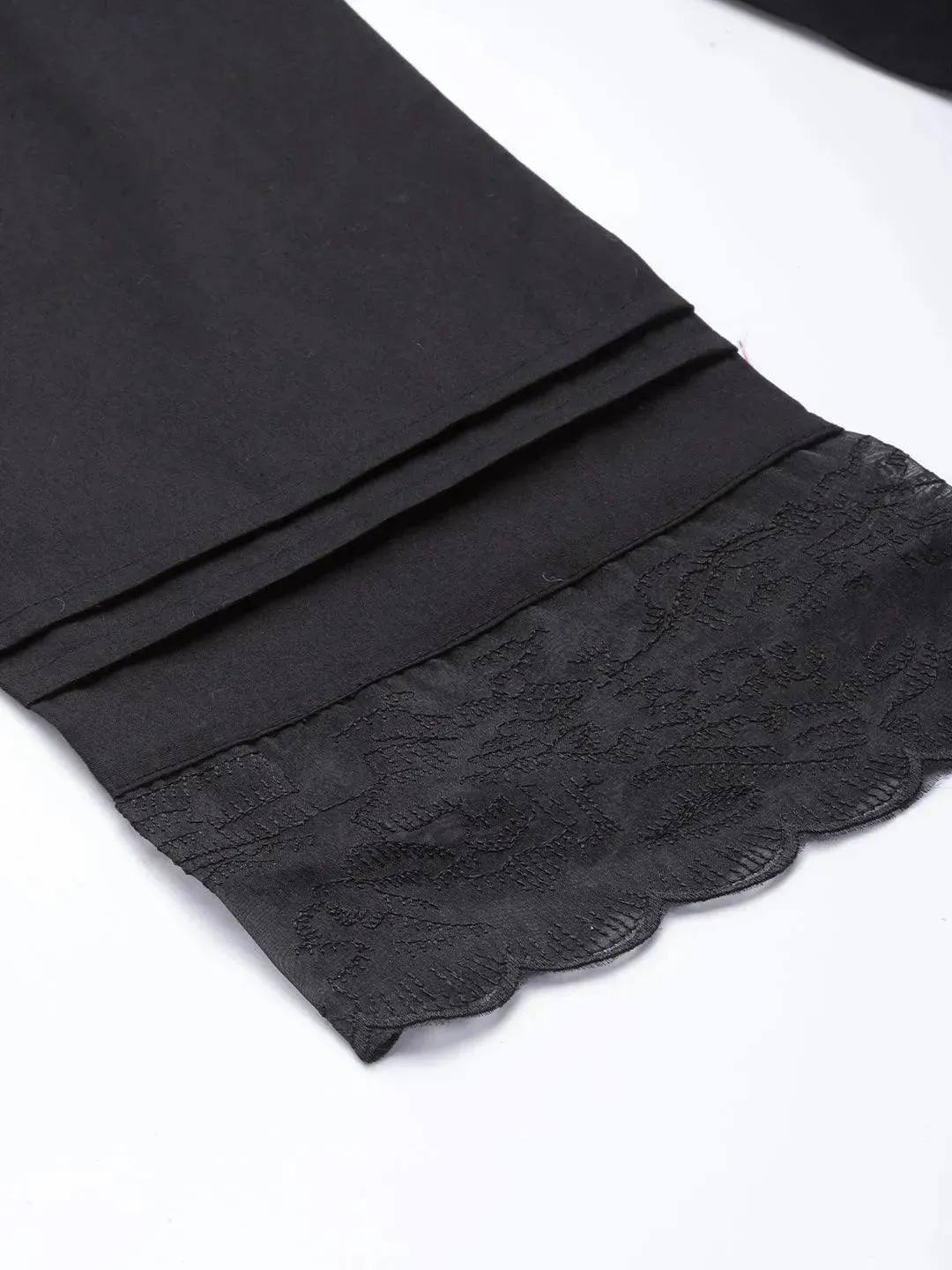 Black Solid Cotton Trousers