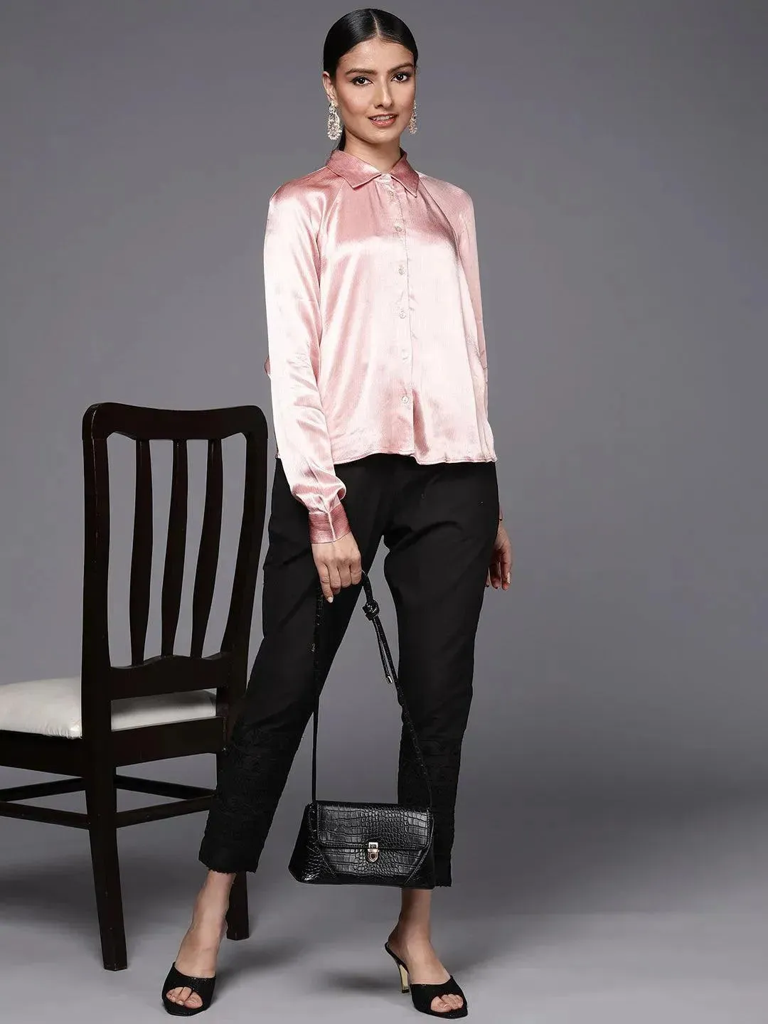 Black Solid Cotton Trousers
