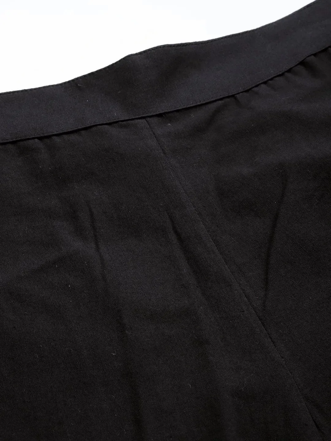 Black Solid Cotton Trousers