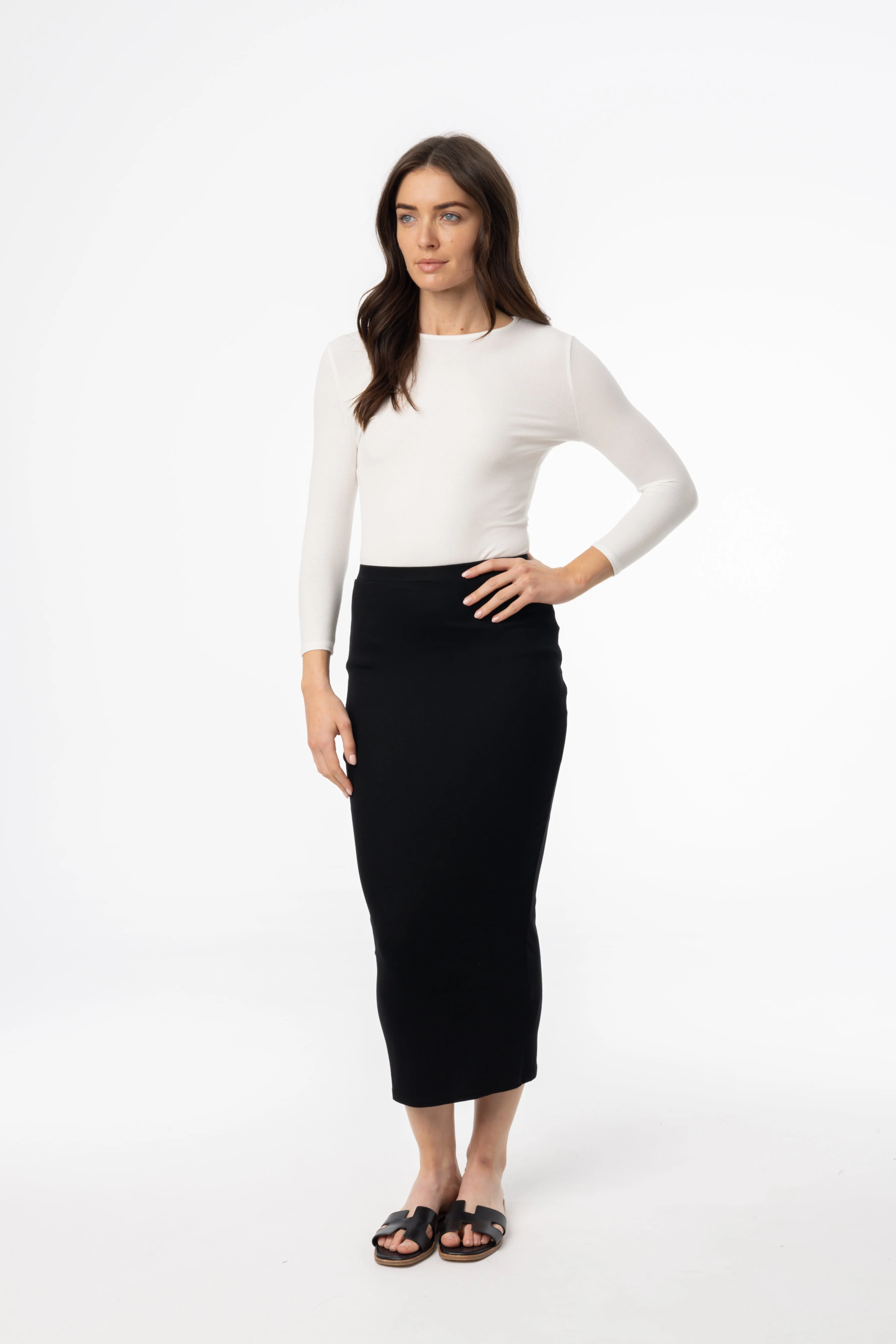 Black Solid Skirt Legging