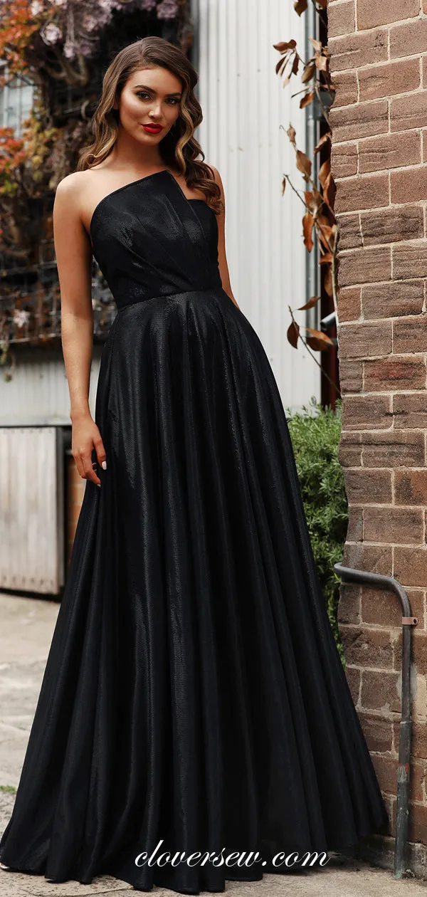 Black Sparkly Organza Strapless Prom Dresses, CP0028