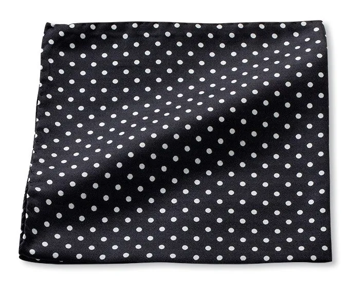 Black/White Windsor Dots Pocket Square - 5178