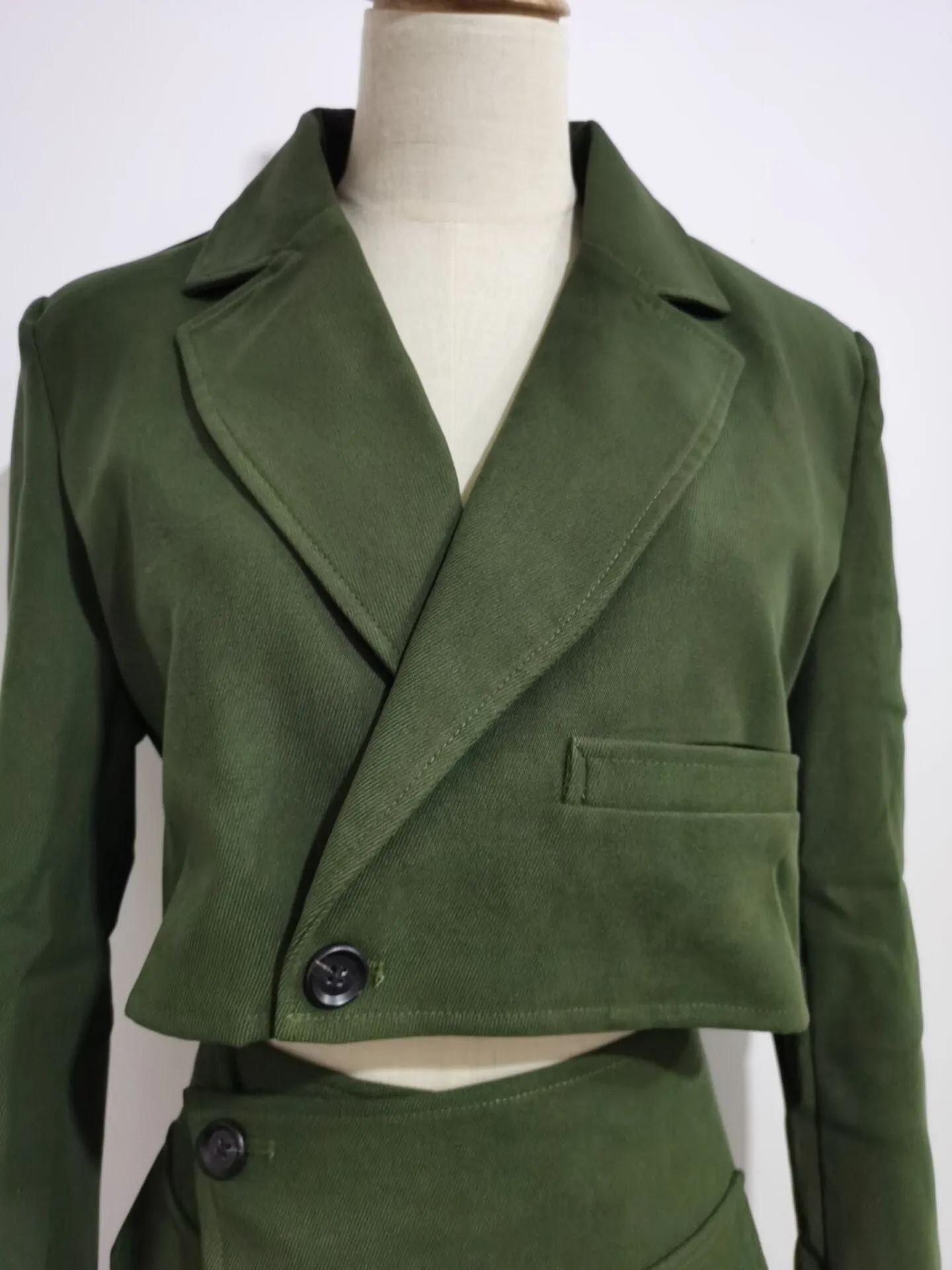 Blazer and Skirt Set | Cropped Jacket | Minimal style Plaid Blazer Set | Two Piece Plaid Skirt Suit Set | Corduroy Skirt and Blazer Suit Set
