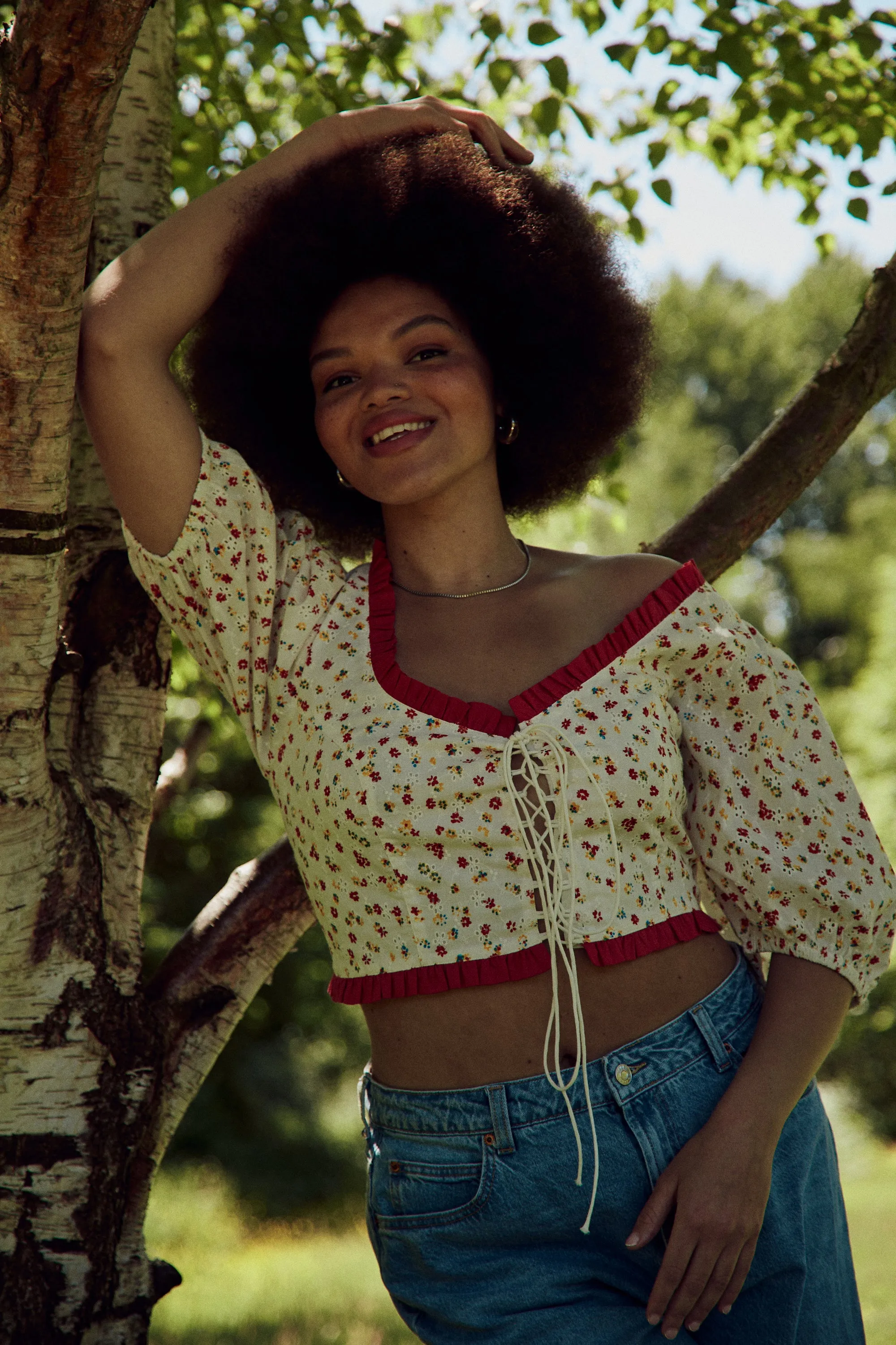 MultiPanel Design Convertible Style Blossom Broderie Corset Top - Curve