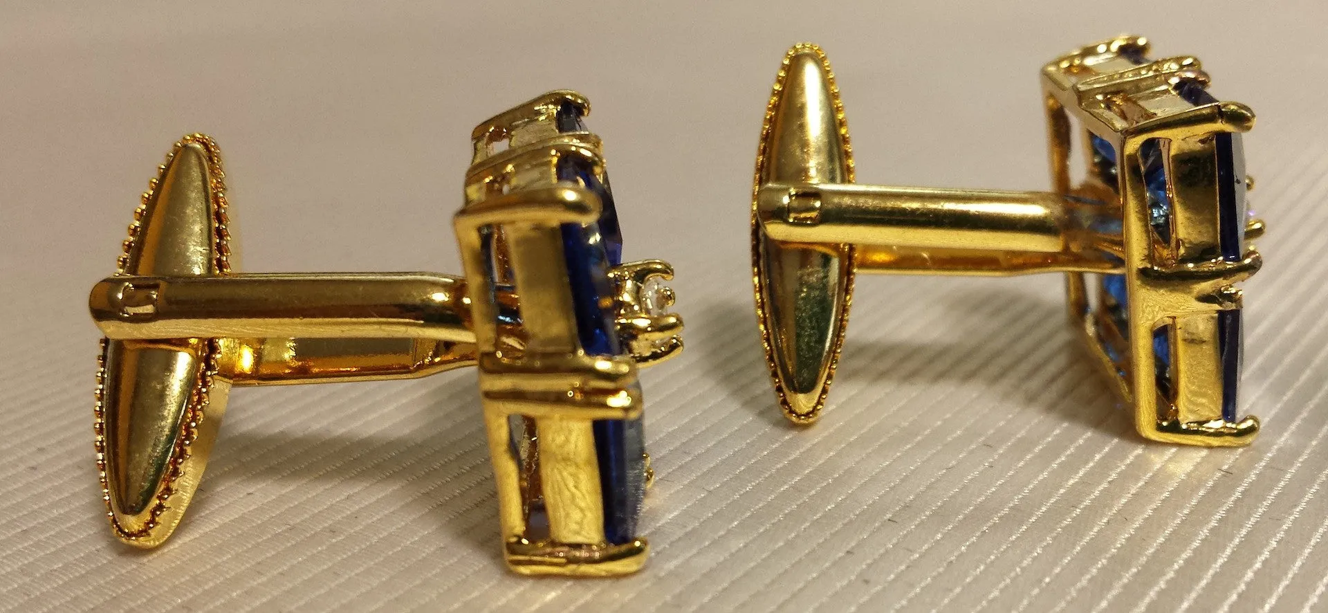 Blue Crystal Flower Cufflinks