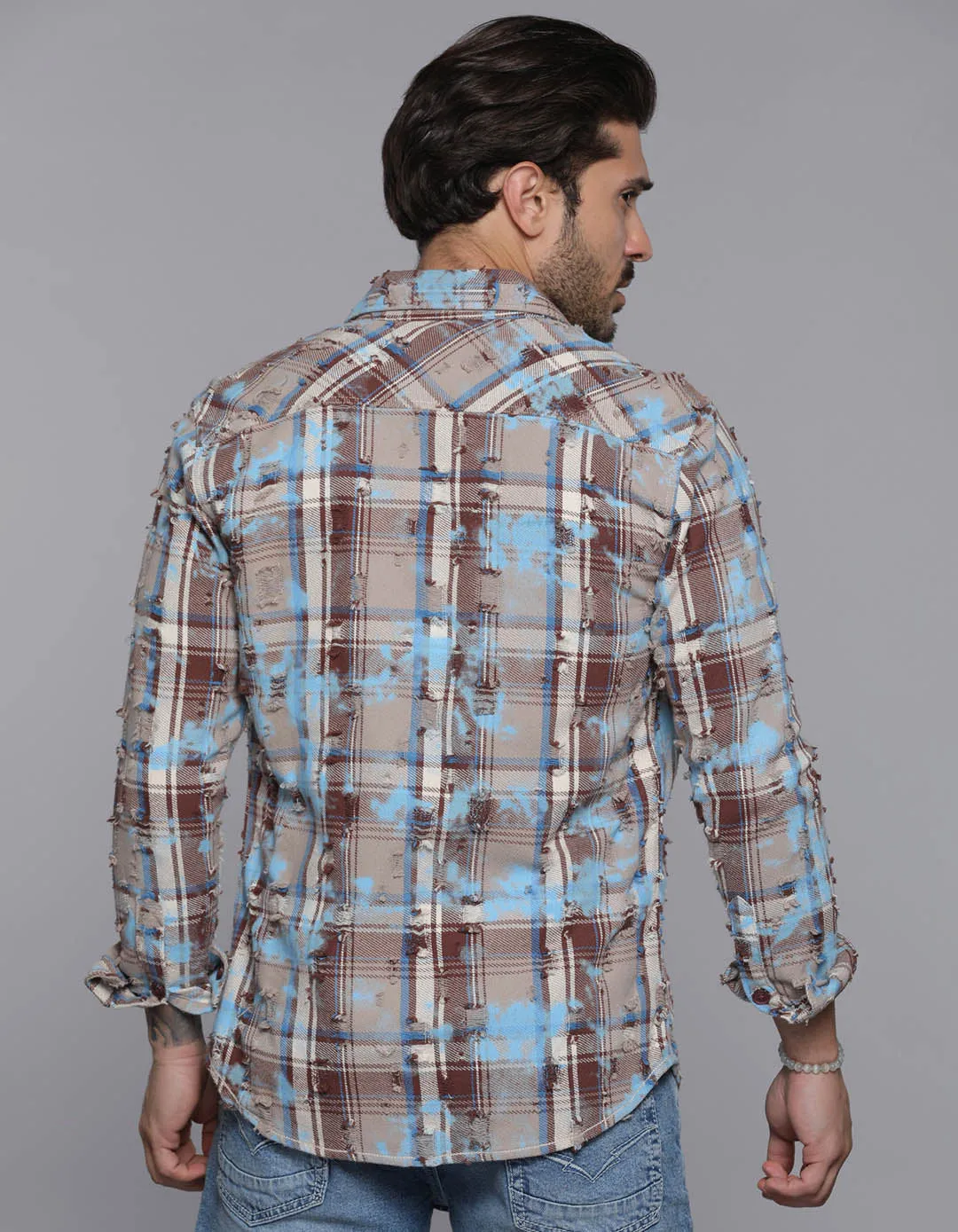 Blue Full Sleeves Check Shirt