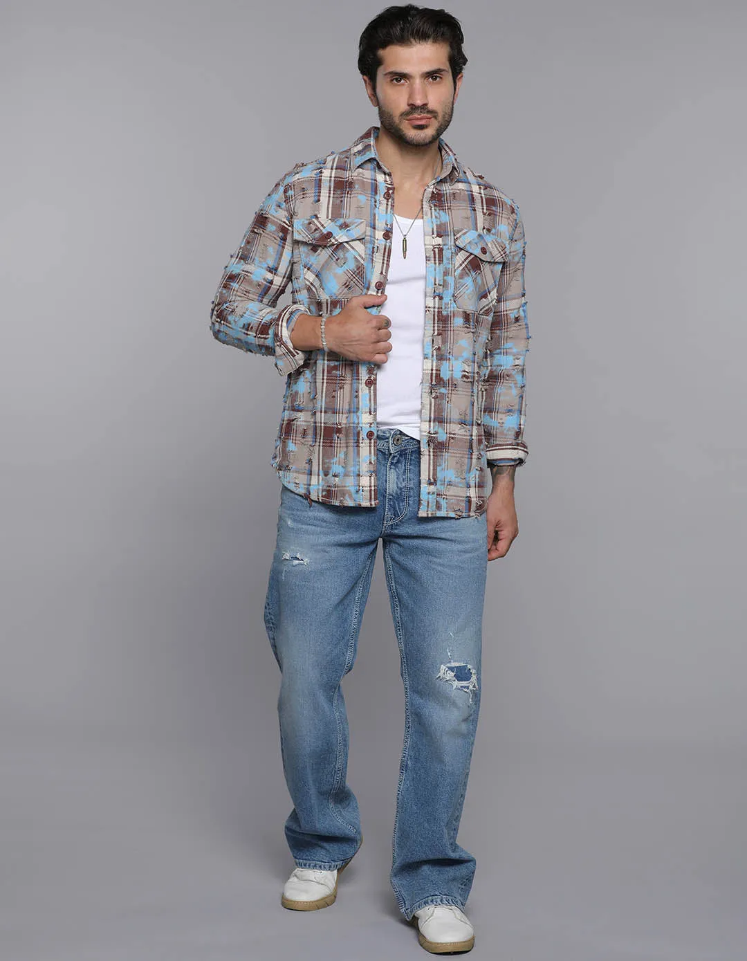 Blue Full Sleeves Check Shirt