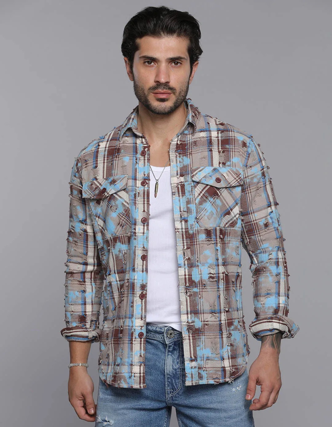 Blue Full Sleeves Check Shirt